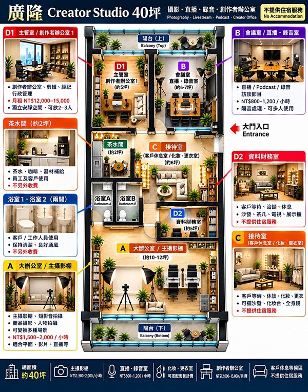 喜來登正後方｜40坪電梯辦公｜設計｜影音｜創意專業首選